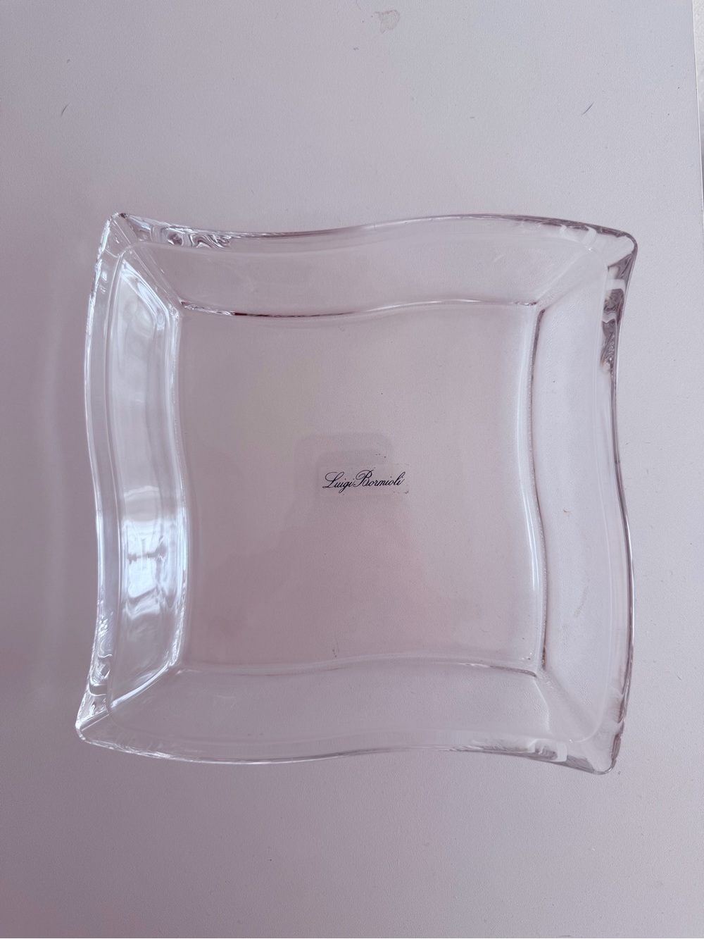 Luigi Bormioli Curvy Wave Square Glass Appetizer Serving Plate 7” Italy